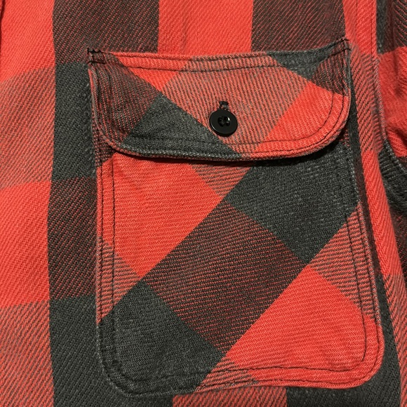 Men’s Vintage Cotton Flannel-Sz M-Red&Black Buffalo Plaid - Picture 4 of 15